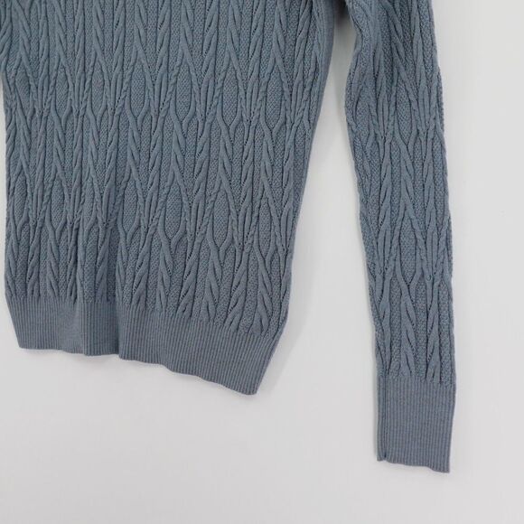 E3 by Etcetera Sweater Womens XS Blue Cable Knit Wool-Blend V-Neck - Picture 8 of 14